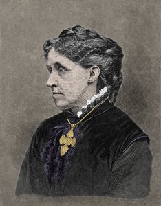 Louisa May Alcott (1832-1888) amerikai regényíró portréja. 19. századi színes metszet. alkotó: Unknown artist