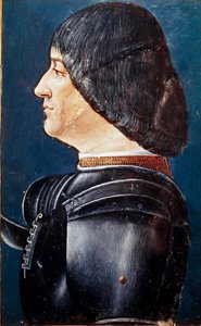 Ludovic Marie Sforza dit le More portréja (Ludovico Maria Sforza, il Moro néven ismert) (1452-1508) Miniatúrák Aelius Donatus (Donato) „” Grammatica ”-jában, 15. század vége. Trivulziana Könyvtár, Milánó. Kisasszony. 2167. alkotó: Unknown artist