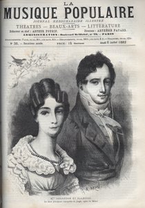 Madame Gavaudan és Elleviou portréja. Alexandrine Marie Agathe Gavaudan Ducamel (Alexandrine-Marie-Agathe Gavaudan-Ducamel) (1781-1850) és Jean Elleviou (1769-1842), francia énekes, humorista és librettista a „Joseph”, ope két fő előadója. alkotó: Unknown artist