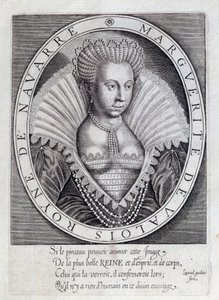 Marguerite de Valois (1553 - 1615), Margot királynőként ismert portréja. századi metszet. Pau, Musee Du Chateau alkotó: Unknown artist