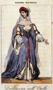 Maria Garcia, a Malibran (1808-1836) énekesnő portréja Desdemone szerepében Gioachino Rossini „" Othello " (Otello) című dalában. Teatro alla Scala 1833. alkotó: Unknown artist