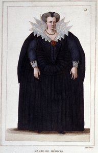 Medici Mária (1573 - 1642), IV. Henrik felesége és XIII. Lajos anyja portréja. Metszet 1830-ból alkotó: Unknown artist