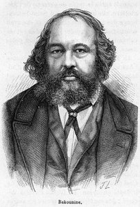 Mihail Alekszandrovics Bakunin (1814-1876), orosz anarchista forradalmár portréja. Metszet 19. század. alkotó: Unknown artist