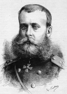 Mihail Dmitrijevics Szkobeleff (Szkobeleff vagy Szkobelev tábornok) (1843-1882), orosz katona portréja. Metszet a „” Le Monde Illustré”” 1301. számban, március 4 alkotó: Unknown artist