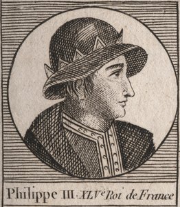 III. Fülöp francia portréja, dit Philippe le Hardi (1245-1285) (a Kapetusok dinasztiája) – III. Fülöp, akit Franciaország merész királyának neveztek – metszet az „Instruction sur l