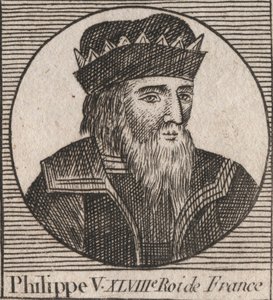V. Hosszú Fülöp (1294-1322), francia király portréja – V. Philippe (1294-1322) „Beszéd” – metszet az „Utasítás Franciaország történetéről” című kötetéből, Charles Constant Le Tellier 1821-ben alkotó: Unknown artist