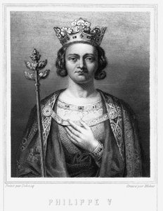 Philippe V le Long (1294 - 1322), francia király portréja – Lavallée „” Histoire des Français” című könyvében, metszet, sd. alkotó: Unknown artist