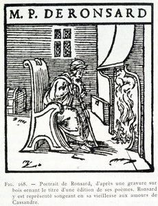 Pierre de Ronsard portréja Cassandre szerelmének régi gondolkodása - fametszet alkotó: Unknown artist