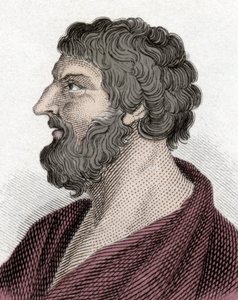 Mitilenéi Pittacos görög államférfi (Kr. e. 650-570) portréja (Mitilénei Pittacus). Metszet 19. század. alkotó: Unknown artist