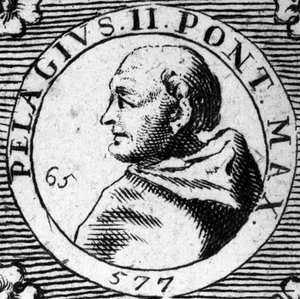 II. Pelage pápa (Pelagius) portréja (520-590). alkotó: Unknown artist