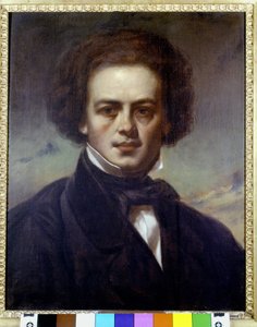 Robert Schumann (1810-1856) német zeneszerző portréja. Névtelen festmény 1840 körül. Museo Teatrale alla Scala. alkotó: Unknown artist