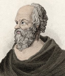 Szókratész (Kr. e. 470-399), görög filozófus portréja. 19. századi metszet. alkotó: Unknown artist