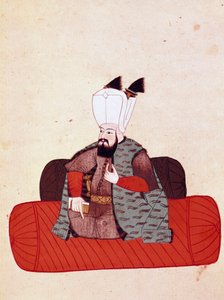 III. Amurat (vagy III. Mourad) szultán portréja (1574-1595) Miniatűr a 19. századi Cicogna kéziratból (1828) a 17. századi eredeti (1671) után. Velence, Marsi Könyvtár alkotó: Unknown artist