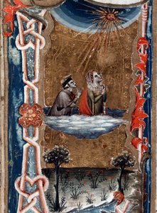 Dante Alighieri olasz költő portréja Beatrice-vel, az Isteni színjátékban - miniatűr alkotó: Unknown artist