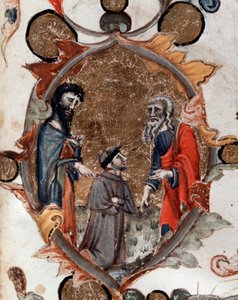 Dante Alighieri olasz költő portréja Vergiliusszal és Charonnal, az Isteni színjátékban - miniatűr alkotó: Unknown artist