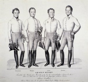 A Kinsky család csehországi hercegeinek portréja: Christian, Franz, Carl és Anton ( Litográfia alkotó: Unknown artist
