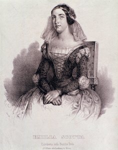 Emilia Scotta énekesnő portréja a Beatrice de Tende című operában alkotó: Unknown artist