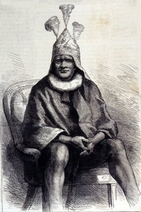 Cetshwayo zulu király portréja (vagy Cetawayo, Cetewayo, Cetywajo, Ketchwayo) (1826-1884) Metszet a XIX. alkotó: Unknown artist