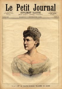 Vlagyimir orosz nagyhercegnő, 1854-ben született, Mária mecklenburg-schwerini (Mecklenburg Schwerin) hercegnő portréja, aki 1874-ben ment feleségül a cár öccséhez, Vlagyimir Alekszandrovics Romanov nagyherceghez (1847-1909). Metszet „” Le peti alkotó: Unknown artist