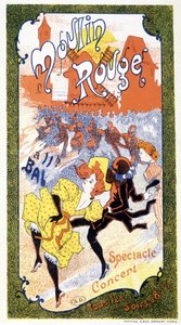 Plakát, amely bejelenti a párizsi Moulin Rouge-ban minden este zajló „” koncerteket” alkotó: Unknown artist