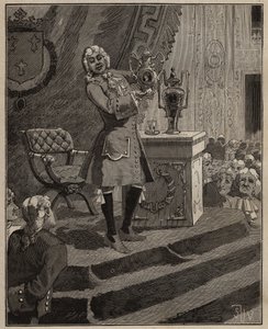 Kerámia: Pierre Joseph Macquer (1718-1784) az Akadémián bemutatja az első kemény porcelánt, amelyet Franciaországban készített a Sevres-i gyár 1769-ben. Metszet 1885-ből Adolphe BITARD „” Les arts et metiers illustres” című művében. alkotó: Unknown artist