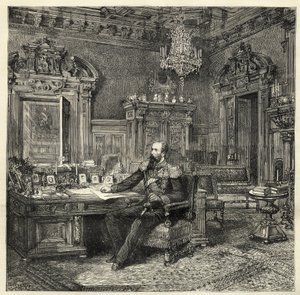 Sándor bolgár herceg (1857-1893), dolgozószobájában - Battenbergi Sándor - I. Sándor bolgár vagy Battenbergi Sándor (1857-1893) portréja a munkaszekrényében - 1886 - alkotó: Unknown artist