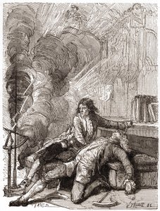 Georges Guillaume Richmann professzor (1711-1753) egy elektrométeres kísérlet után a műhelyében halt meg. alkotó: Unknown artist