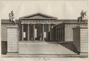 Propylees (Propylaea) (Athénész akropolisza) metszet az Univerzum minden népének „szokásai és hagyományai” című könyvéből. Azaz: A kormányzat, a törvények, a milícia, a vallás története a legtávolabbi időktől napjainkig "1856 alkotó: Unknown artist