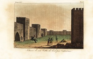 Ciklopszi falazatban épült város belső rekonstrukciója, mükénéi építészet alkotó: Unknown artist