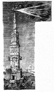 Alexandriai világítótorony rekonstrukciója Ebers Egyiptom után. alkotó: Unknown artist