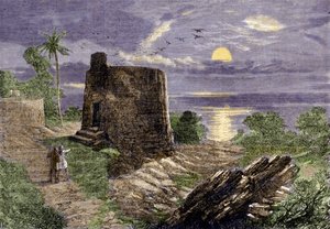A fárszisok vallása (Zarathustra követői (Zarathustra, Zarathushtra, Zarathustra vagy Zoroastra)): a temetési rituálé abból áll, hogy az elhunyt holttestét egy toronyba, a csend tornyába helyezik, ahol keselyűk falják fel őket. Malabar régió alkotó: Unknown artist