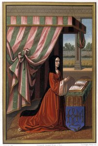 Anne de France, Anne de Beaujeu (1461-1522) ábrázolása az imában. XI. Lajos és Charlotte de Savoie lánya. Kromolitográfia megvilágítás után. alkotó: Unknown artist