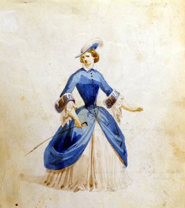 Violetta ábrázolása Giuseppe Verdi „La Traviata” című operájában. 1855 alkotó: Unknown artist