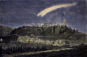 Egy üstökös ábrázolása Athénész városa felett 1878-ban. alkotó: Unknown artist