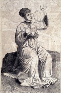 Egy asztrológus ábrázolása asztrolábium segítségével a 15. században. Gravírozás a „” De machinis Bellicis””-ből (Treat seat machines). alkotó: Unknown artist