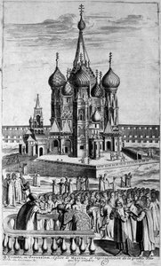 A moszkvai Szentháromság-templom ábrázolása 17. századi metszeten. alkotó: Unknown artist