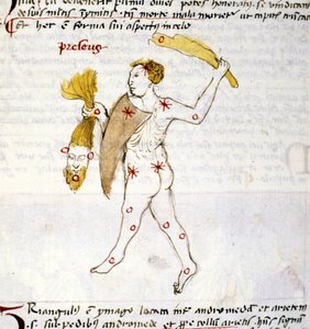 Bouvier (Botes) csillagkép ábrázolása A vadász Botes Berenice haját tartja a kezében. Miniatűr Biasino da Parma (Blaise de Parma) „Astronomica” című művéből (1425-1457) alkotó: Unknown artist