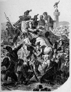 1848-as forradalom: "" Denis Affre érsek (1793-1848) megsebesíti és hordágyon viseli 1848-ban. alkotó: Unknown artist