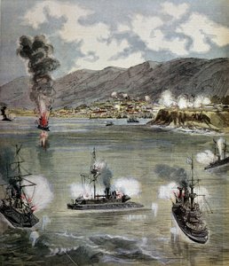 Forradalom Chilében: a Valparaiso elleni támadás 1891-ben. Az illusztráció a „” Supplement illustrates du Pepetit Journal””-ból származik, 1891. Paris, B.N. alkotó: Unknown artist