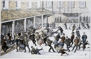 Rink in Halifax, Nova Scotia – a „Kanadai sportok és időtöltések vázlatai” című részben, Lieut. Henry Buckton Laurence alkotó: Unknown artist