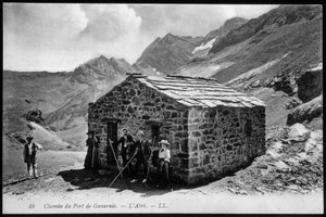 Út Gavarnie kikötőjébe: a menedékház (hegyi menedékhely) - képeslap, 19. század vége. alkotó: Unknown artist
