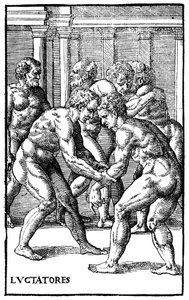 Római birkózók - a "Hieronymi Mercurialis de Arte Gymnastica" című velencei kiadásban alkotó: Unknown artist