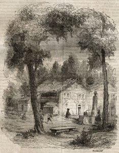 Rousseau a Motiers (Neuchatel kanton) - Illusztráció Jean-Jacques (Jean Jacques) Rousseau (1712-1778) „” vallomásaihoz” - 1849-es metszet alkotó: Unknown artist