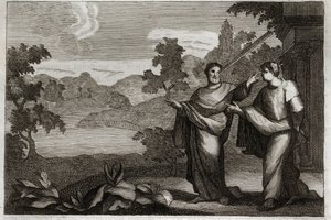 Royaumont Biblia, Újszövetség: Ne ítélj el másokat. Ha gerenda van a szemedben, ne vesződj azzal, hogy szívószálat húzz testvéred szeméből (Példázat a szalmáról és a gerendáról). Illusztráció 1811-ből. alkotó: Unknown artist