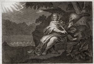 Royaumont Biblia, Újszövetség: Szent János evangélista a sassal. Illusztráció 1811-ből. alkotó: Unknown artist