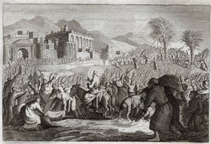 Royaumont Biblia, Újszövetség: Jézus Krisztus diadala. Jézus bejárata Jeruzsálembe. Illusztráció 1811-ből. alkotó: Unknown artist