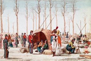 Orosz katonák a Champs-Elysees-n, Párizs, Franciaország, 1814. március 31. (metszet) alkotó: Unknown artist