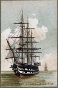 Vitorlás fregatt „” Le tourville””” 1787-ben. 19. századi kromolitográfia. alkotó: Unknown artist