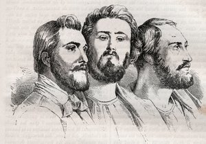 Saint-Simonizmus - Saint-Simonizmus - Saint Simonians - Charles Duveyrier (1803-1866) - Emile Barrault (1799-1869) - Michel Chevalier (1806-1879 - 1882-es metszet a „Histoire de dix ans: 1830” Louis-ban: 1840-18) - fehér (1811-1882) alkotó: Unknown artist