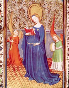 Szent Cecile két angyal zenésszel körülvéve Miniatűr a portugál I. (Duarte) Edward óráiból (1391-1438) vett 15. századi lisszaboni, Torre do Tombo-ból alkotó: Unknown artist